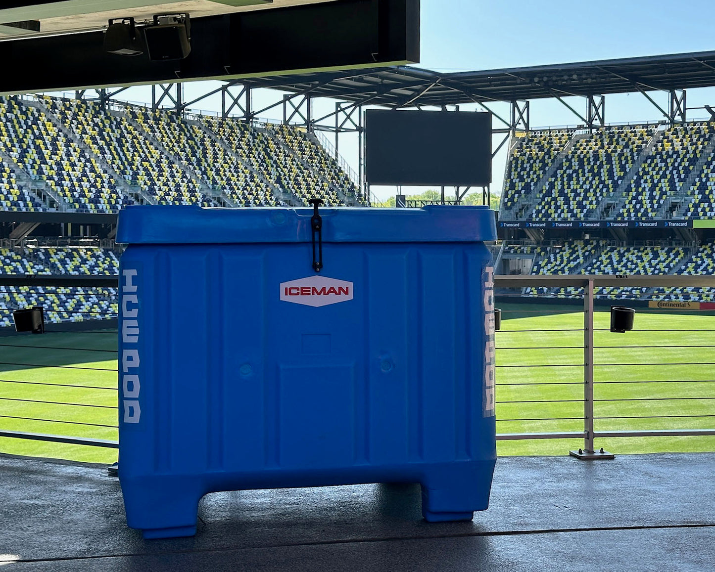 ICEMAN ice pod for events, preloaded with 35×20 lb bags of ice, providing reliable cold storage that keeps ice frozen for days even in summer