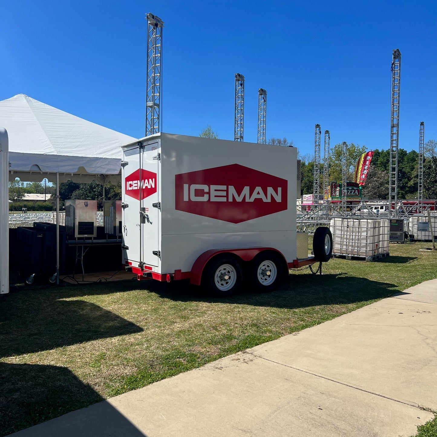 ICEMAN Event trailer pre-loaded with 3,800 lb. of ice. 20 lb bags. Perfect for festivals and events!


